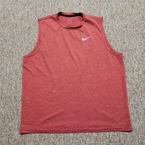 Nike Dri-FIT Shirt Men XL Heathered Red Tank Top Sleeveless Training UPF 40+ Gym